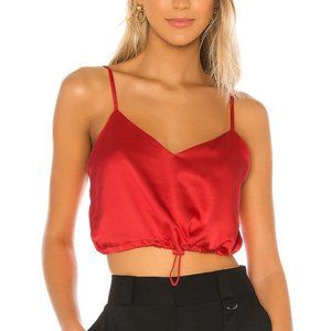 Superdown Small Cropped Red Satin Tank